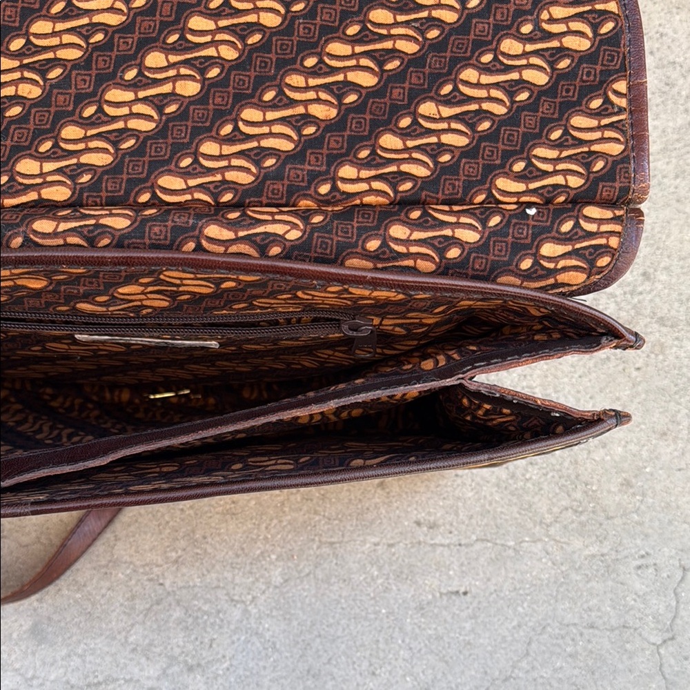 Vintage Brown Leather + Rattan Briefcase - Picture 7 of 12